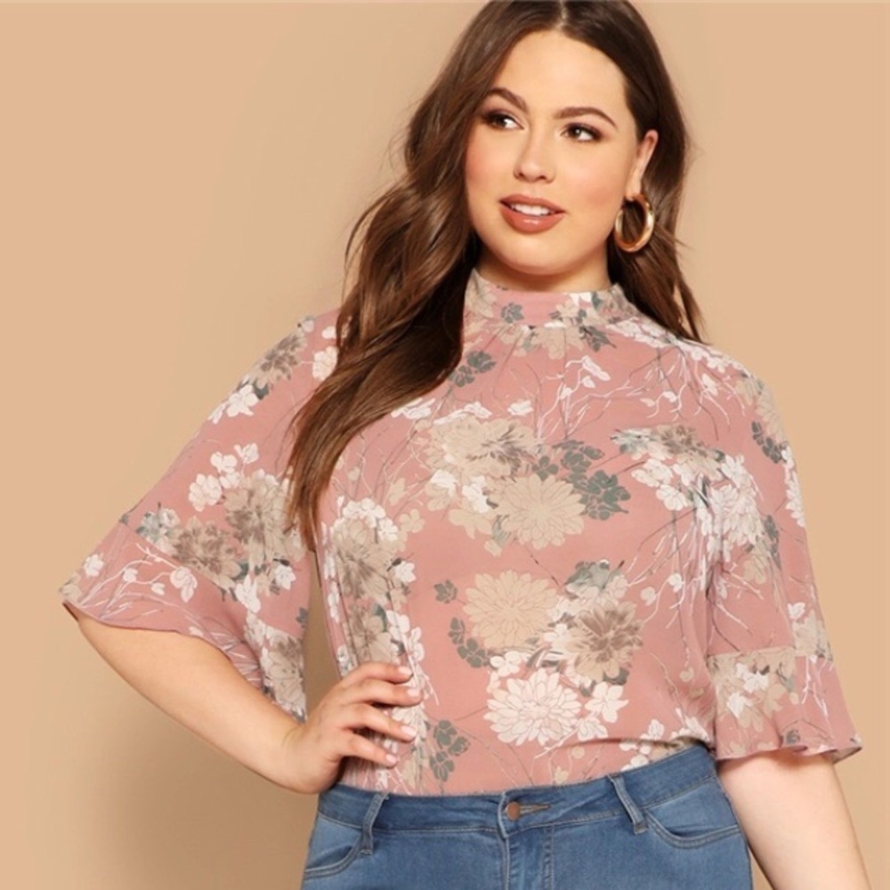 SHEIN Plus Size Floral Top 3x Blouse